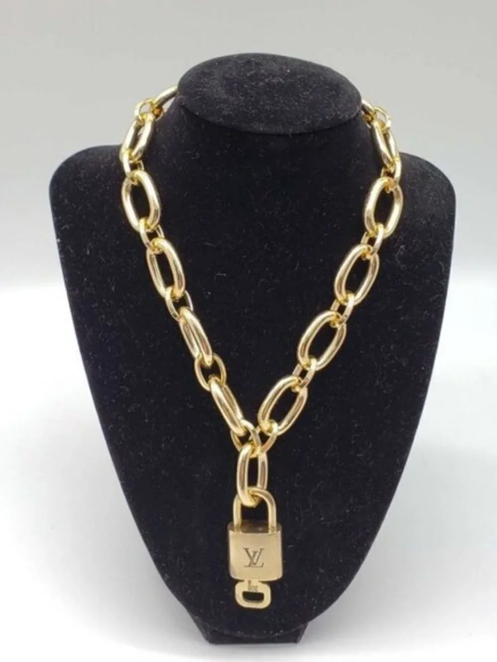 Gold-Plated Necklace with Authentic Louis Vuitton Padlock
